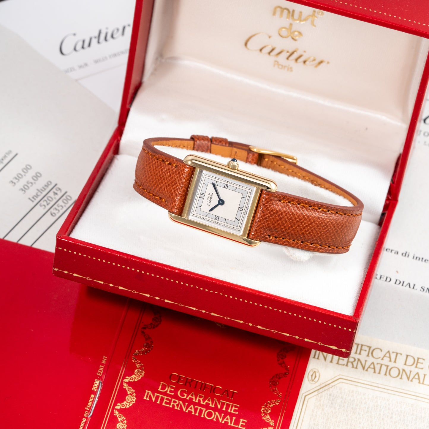 Cartier Tank Must de Silver Art Deco Dial Vermeil Full Set from 1985 with 2025 Cartier Service