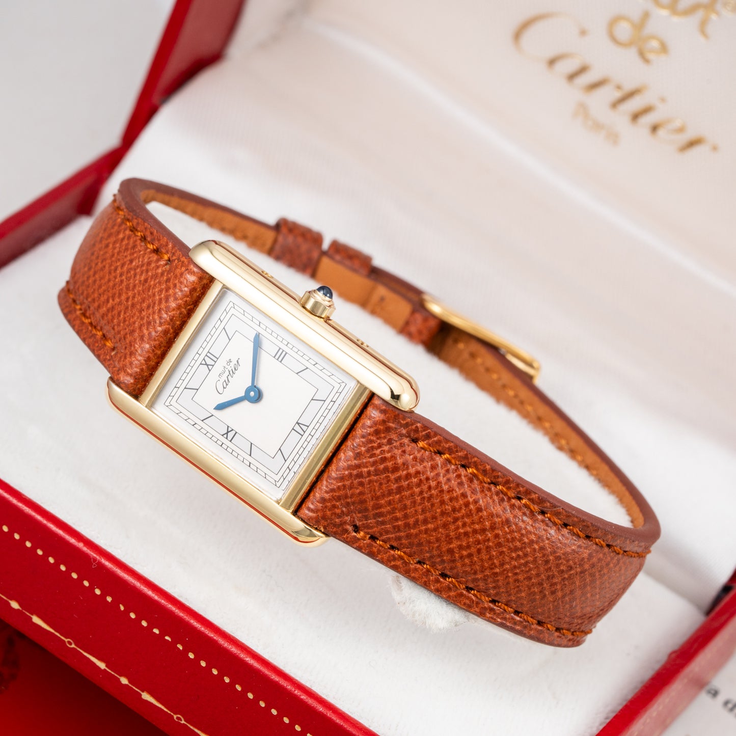 Cartier Tank Must de Silver Art Deco Dial Vermeil Full Set from 1985 with 2025 Cartier Service