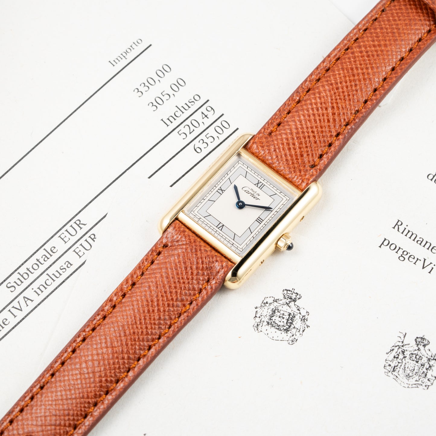 Cartier Tank Must de Silver Art Deco Dial Vermeil Full Set from 1985 with 2025 Cartier Service