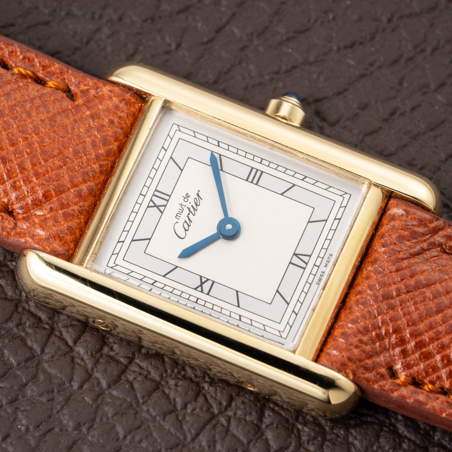 Cartier Tank Must de Silver Art Deco Dial Vermeil Full Set from 1985 with 2025 Cartier Service
