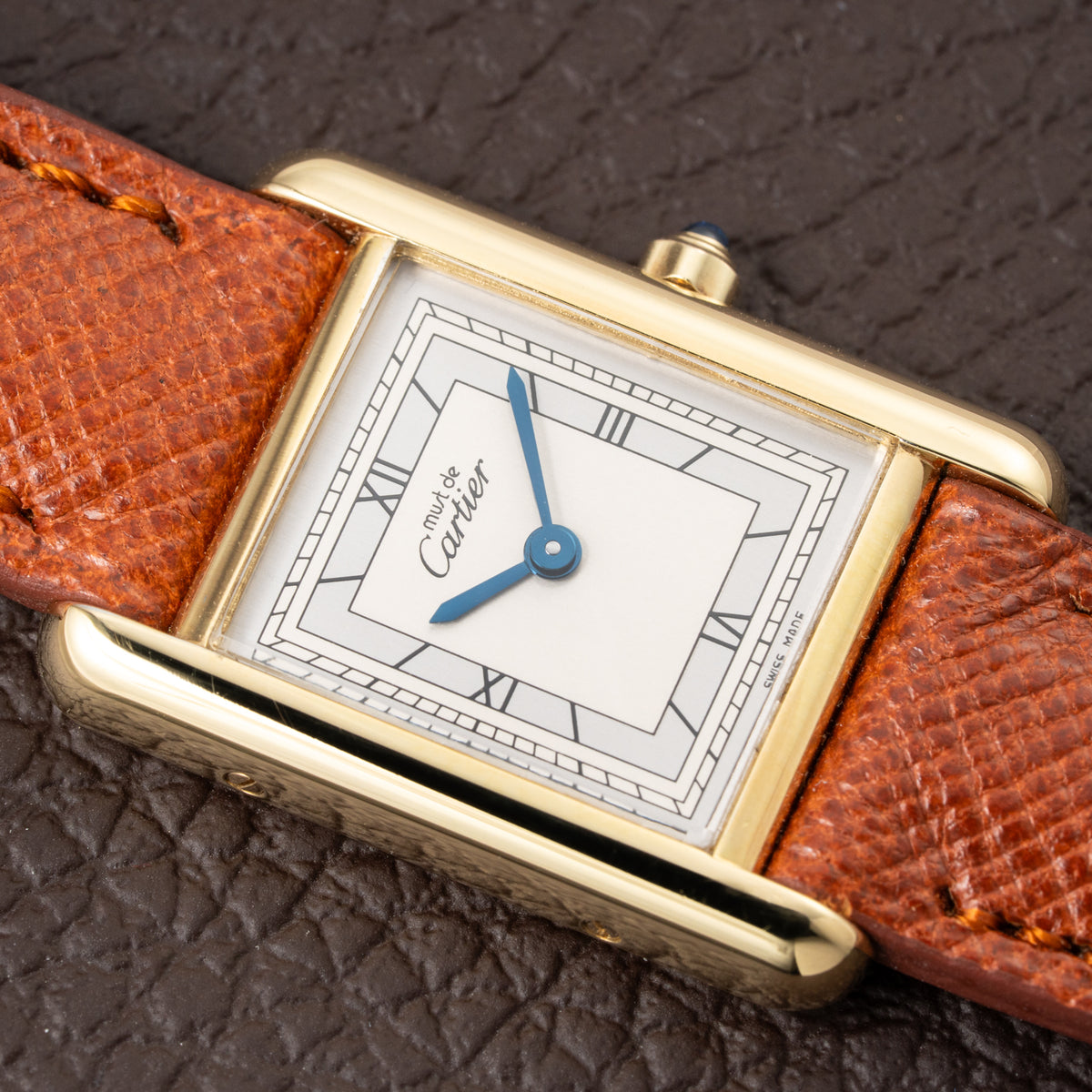 Cartier Tank Must de Silver Art Deco Dial Vermeil Full Set from 1985 with 2025 Cartier Service