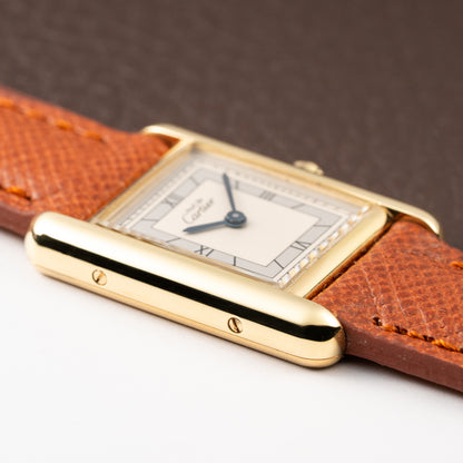 Cartier Tank Must de Silver Art Deco Dial Vermeil Full Set from 1985 with 2025 Cartier Service