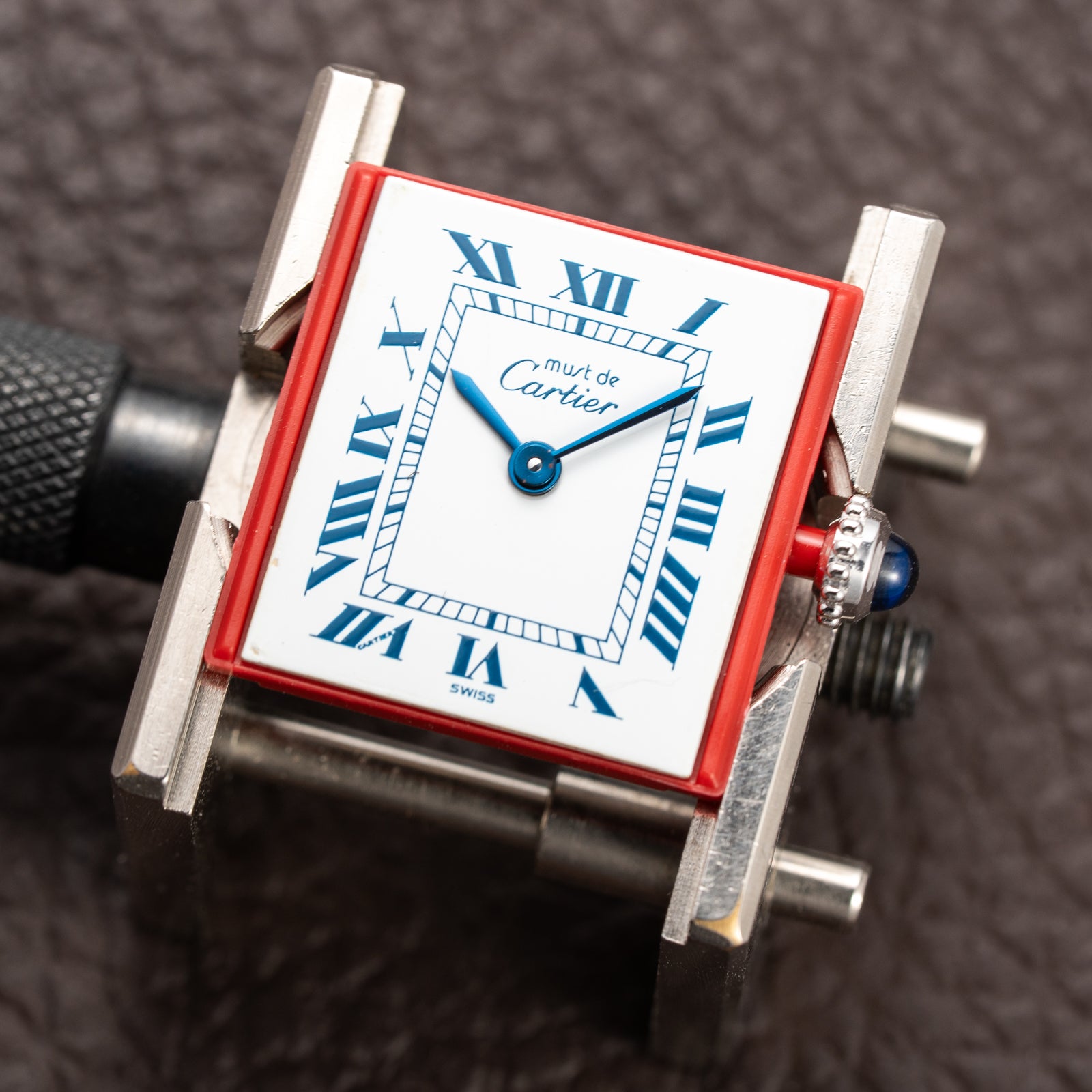 Cartier Tank Must de Silver Blue Roman Dial PM w/ Cartier Service 2026 Ref 666001 From 1980s