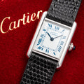Cartier Tank Must de Silver Blue Roman Dial PM w/ Cartier Service 2026 Ref 666001 From 1980s