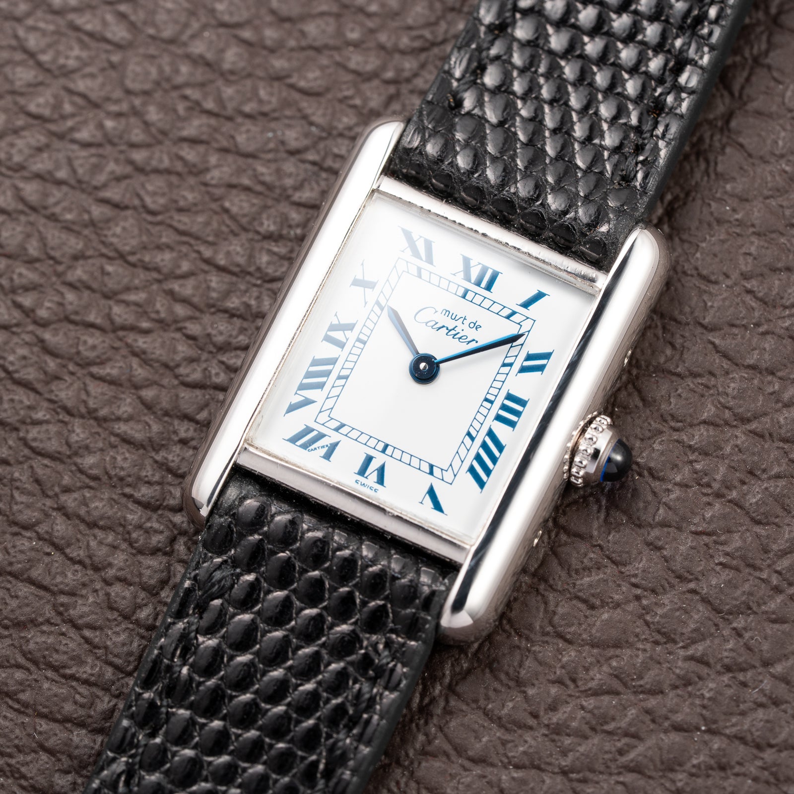 Cartier Tank Must de Silver Blue Roman Dial PM w/ Cartier Service 2026 Ref 666001 From 1980s