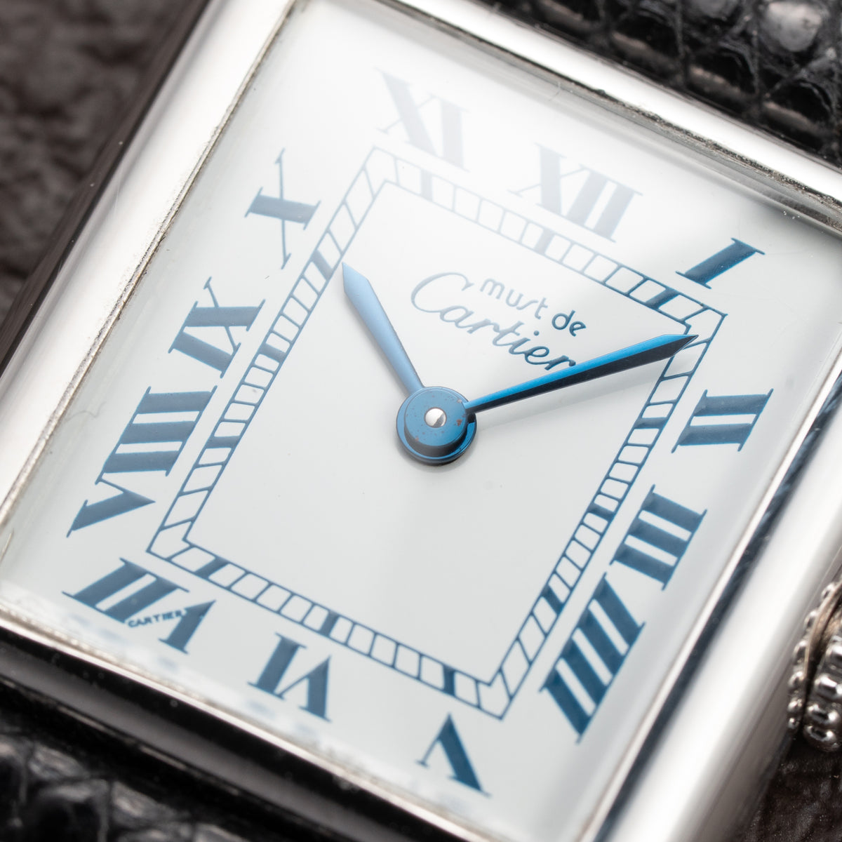 Cartier Tank Must de Silver Blue Roman Dial PM w/ Cartier Service 2026 Ref 666001 From 1980s