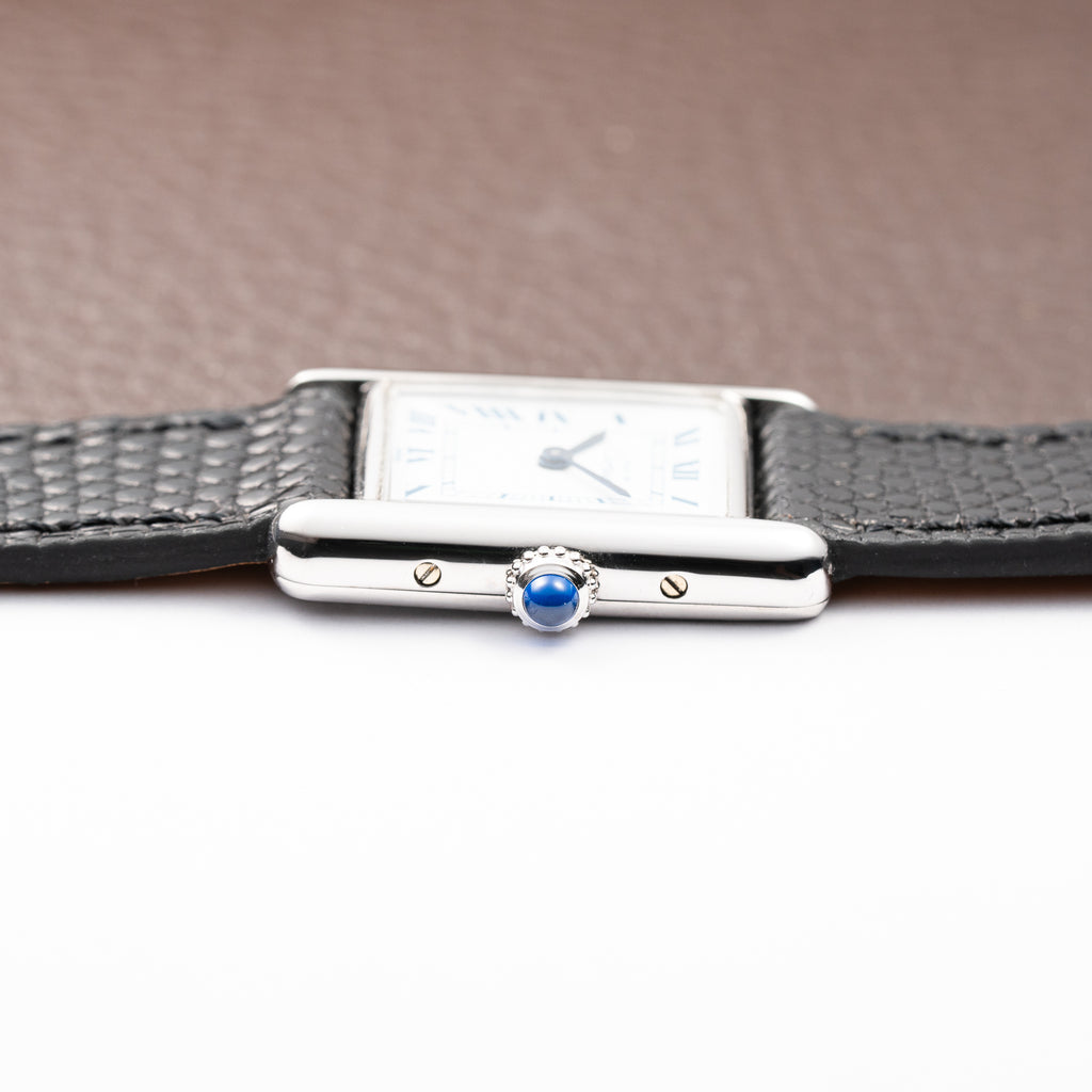 Cartier Tank Must de Silver Blue Roman Dial PM w/ Cartier Service 2026 Ref 666001 From 1980s