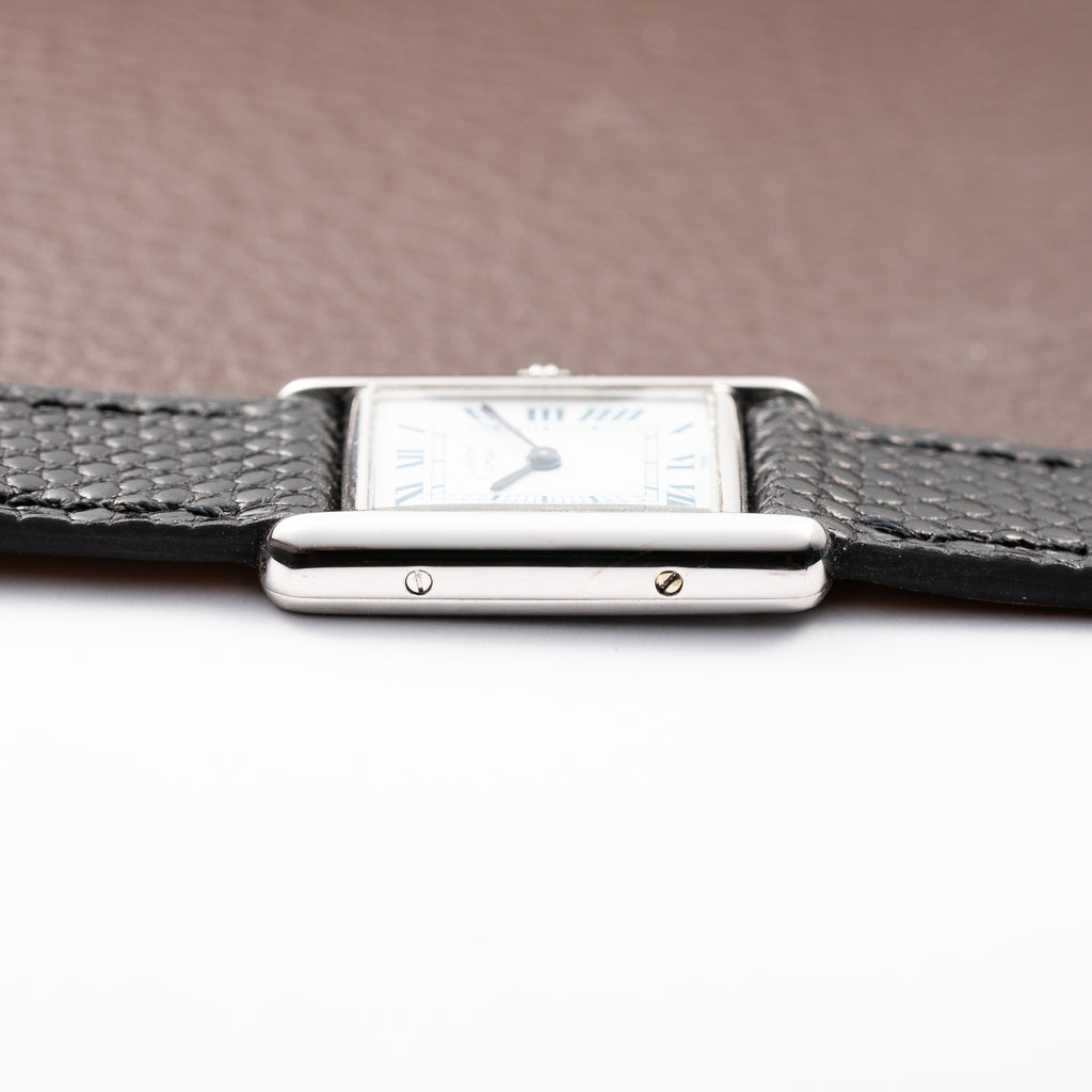 Cartier Tank Must de Silver Blue Roman Dial PM w/ Cartier Service 2026 Ref 666001 From 1980s