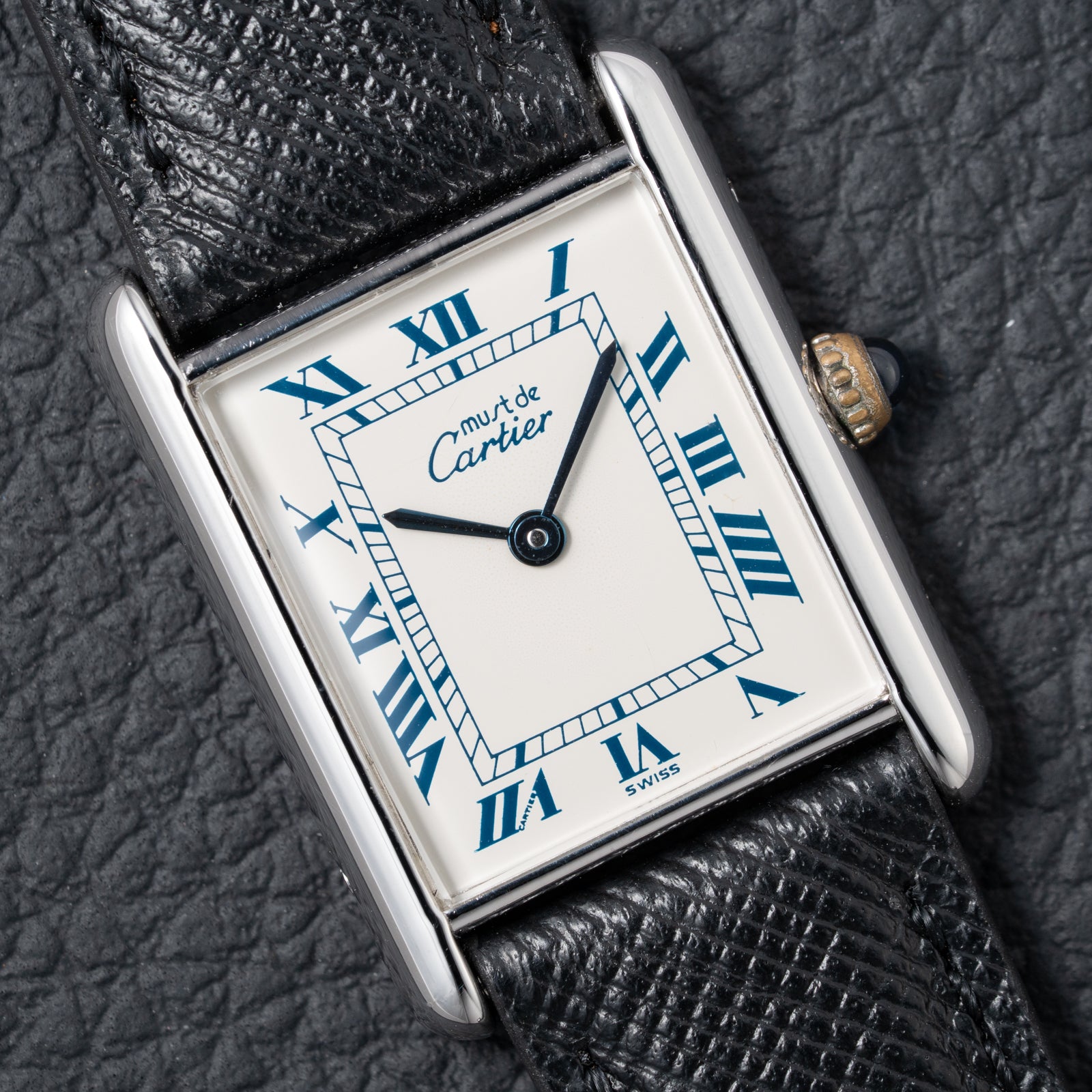 Cartier Must de Tank Silver White Roman Dial GM Reference 690006 from 1990s