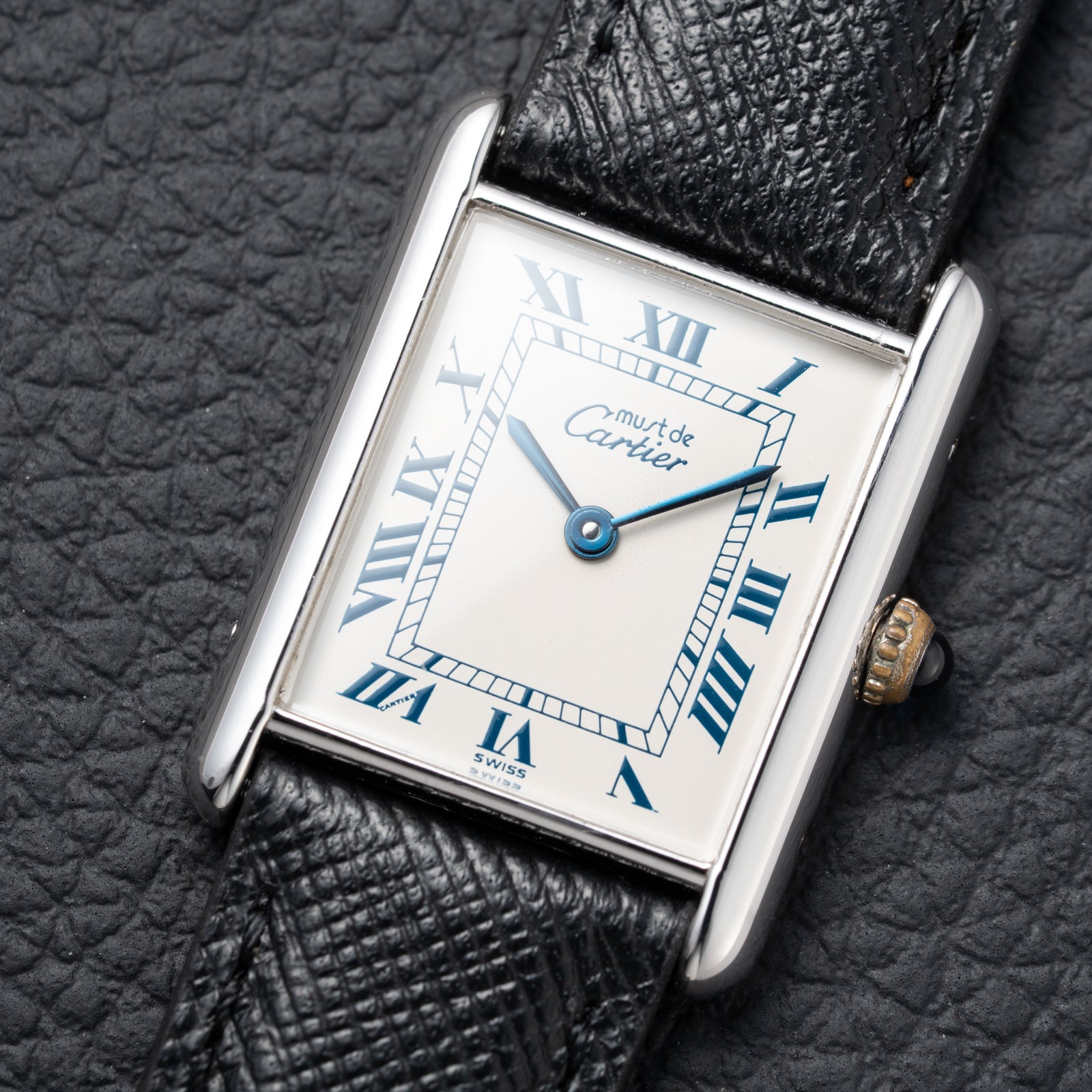 Cartier Must de Tank Silver White Roman Dial GM Reference 690006 from 1990s