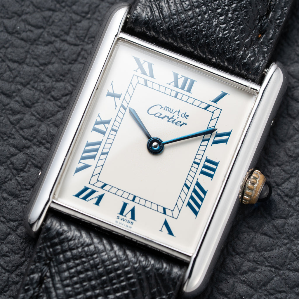 Cartier Must de Tank Silver White Roman Dial GM Reference 690006 from 1990s