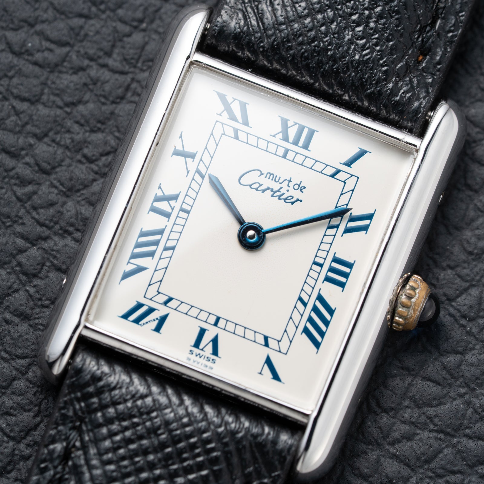 Cartier Must de Tank Silver White Roman Dial GM Reference 690006 from 1990s