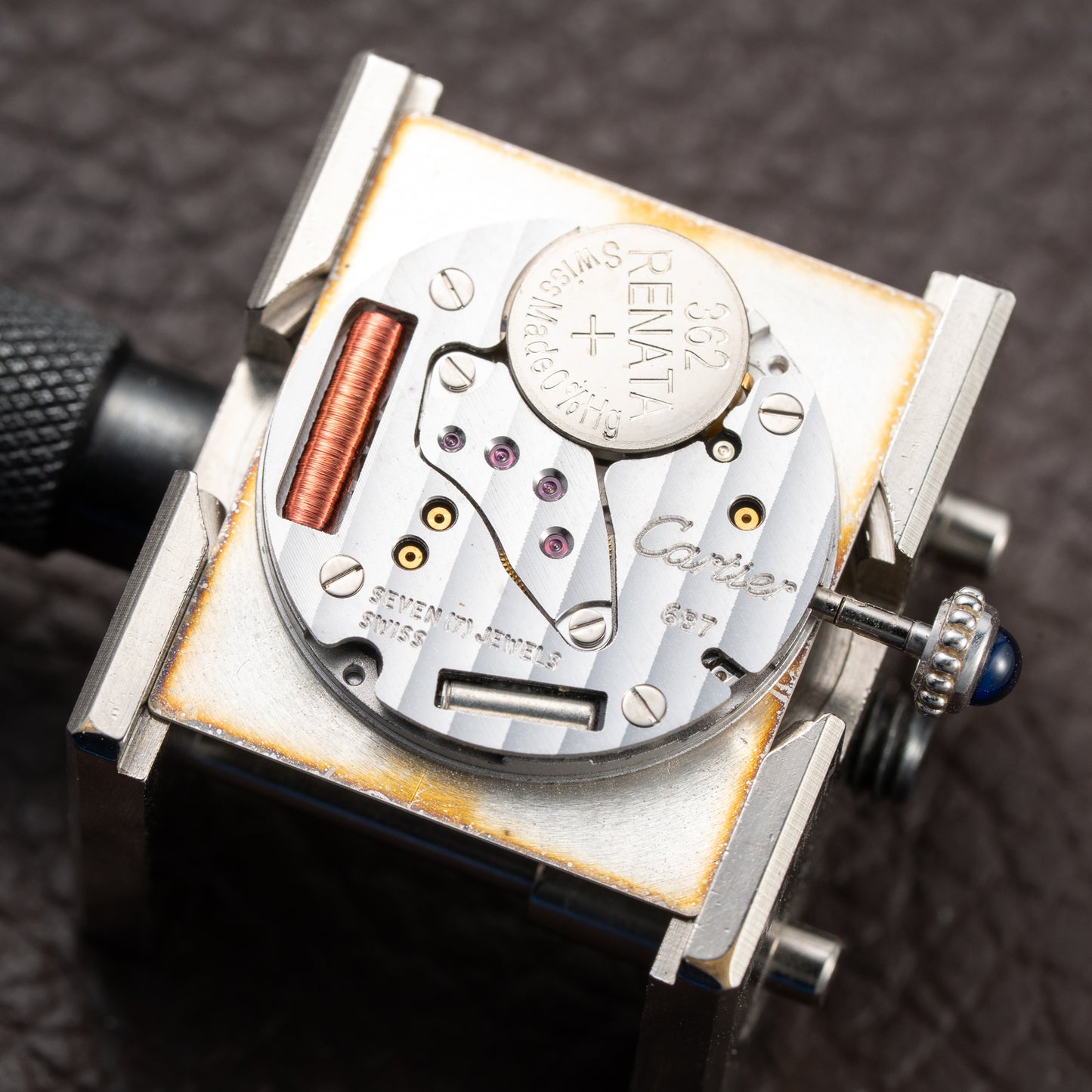 Cartier Tank Must de White Blue Roman Dial Large GM 925 Silver Ref. 2414 from 2000s