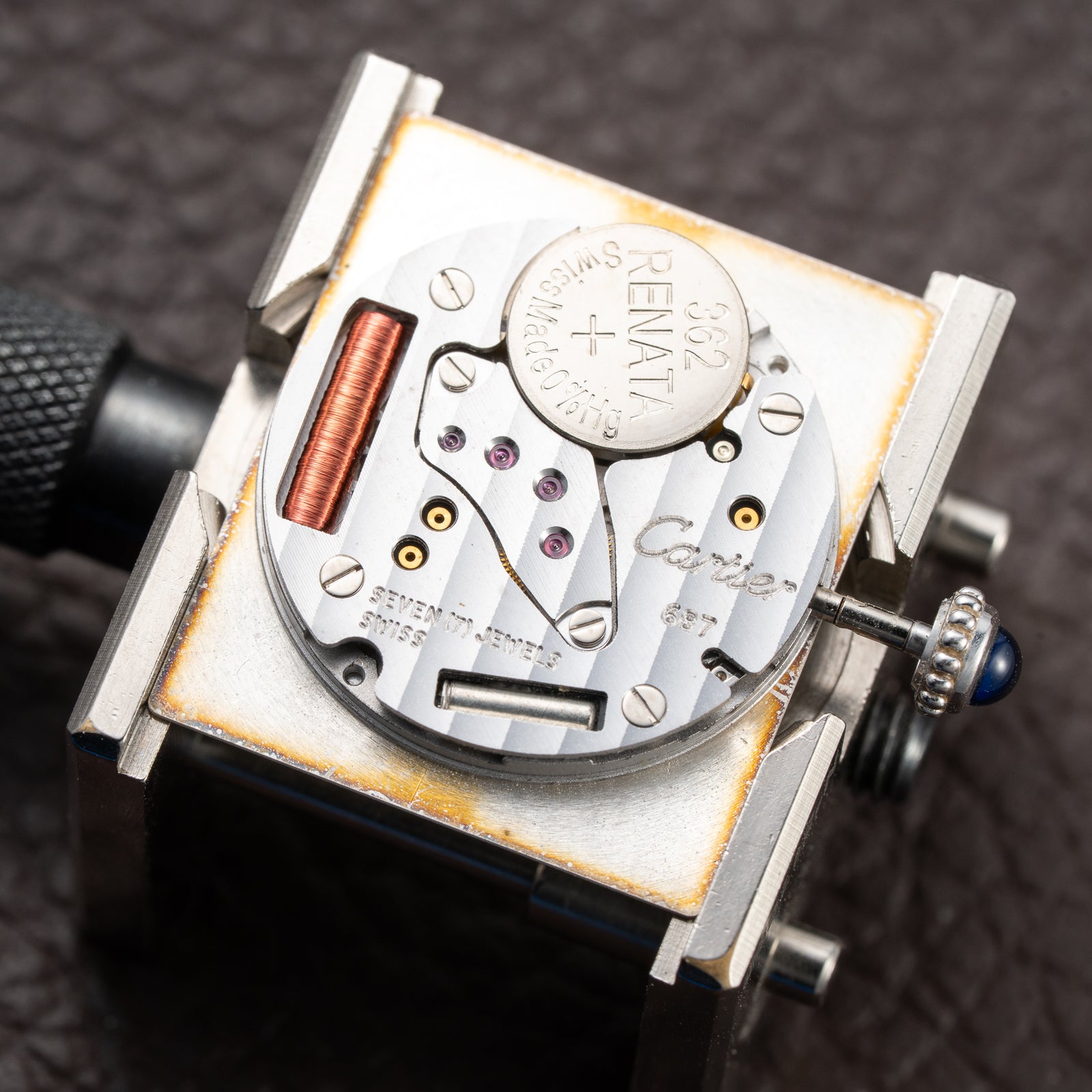 Cartier Tank Must de White Blue Roman Dial Large GM 925 Silver Ref. 2414 from 2000s