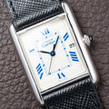 Cartier Tank Must de White Blue Roman Dial Large GM 925 Silver Ref. 2414 from 2000s