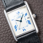 Cartier Tank Must de White Blue Roman Dial Large GM 925 Silver Ref. 2414 from 2000s