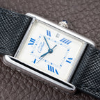 Cartier Tank Must de White Blue Roman Dial Large GM 925 Silver Ref. 2414 from 2000s