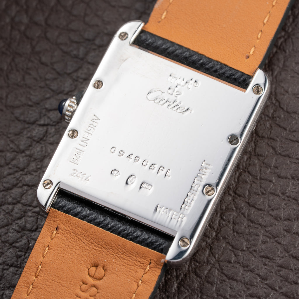 Cartier Tank Must de White Blue Roman Dial Large GM 925 Silver Ref. 2414 from 2000s