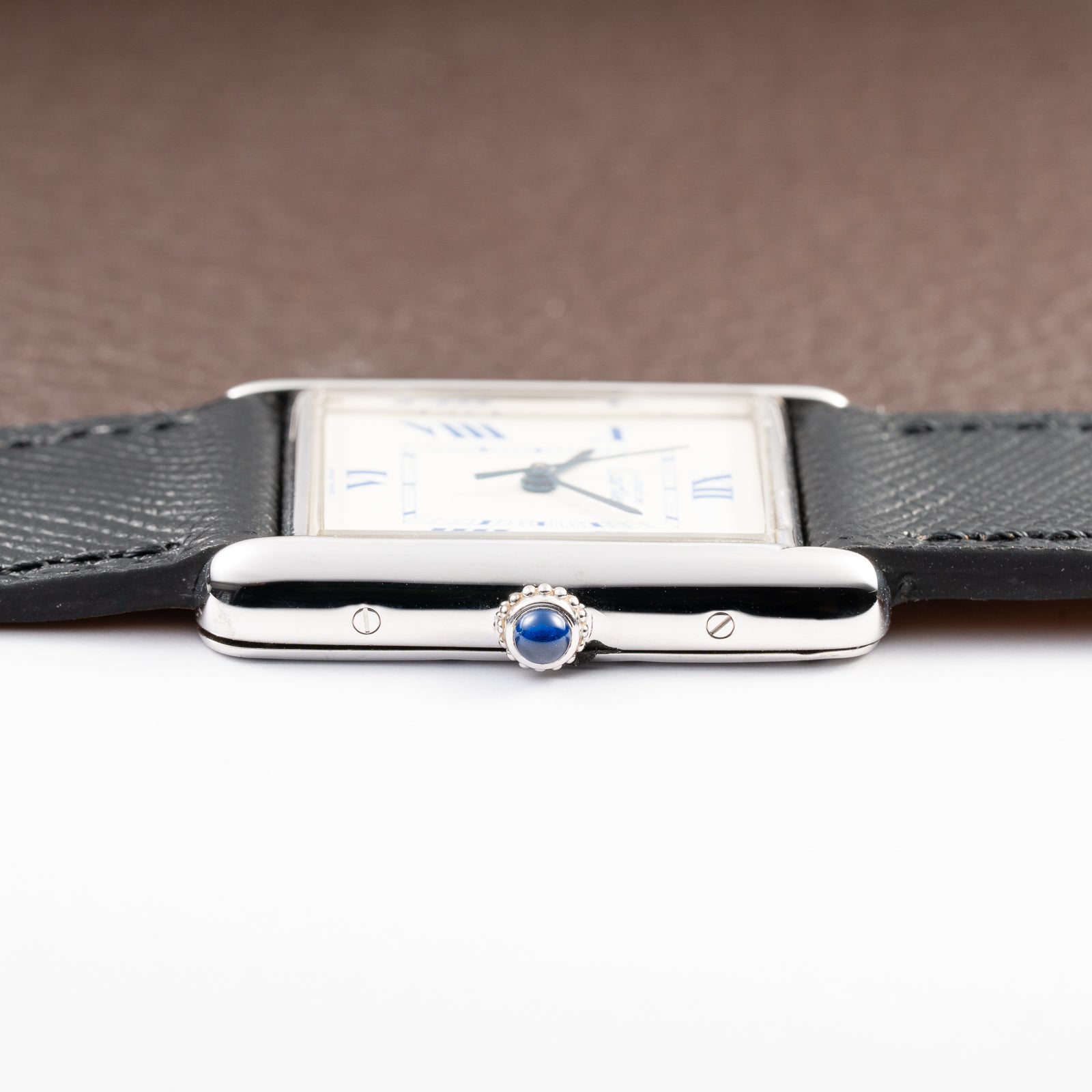 Cartier Tank Must de White Blue Roman Dial Large GM 925 Silver Ref. 2414 from 2000s