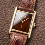 Cartier Tank Must de Vermeil ‘Turtle Shell’ Brown Wood Dial GM 1980s