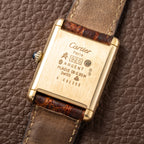 Cartier Tank Must de Vermeil ‘Turtle Shell’ Brown Wood Dial GM 1980s