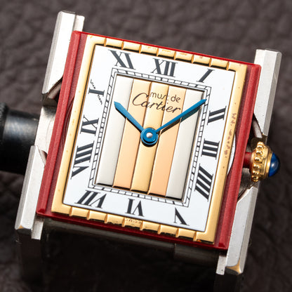Cartier Tank Must de Vermeil Tricolor Trinity Mirror Dial Ref 590005 from 1990s