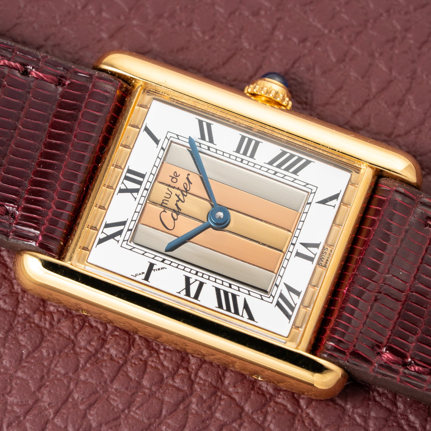 Cartier Tank Must de Vermeil Tricolor Trinity Mirror Dial Ref 590005 from 1990s