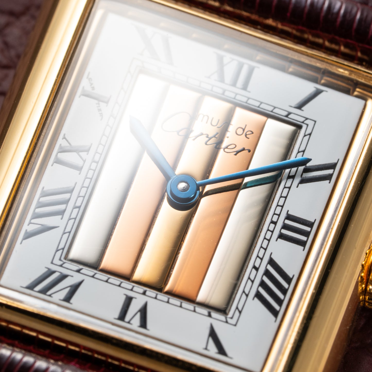 Cartier Tank Must de Vermeil Tricolor Trinity Mirror Dial Ref 590005 from 1990s