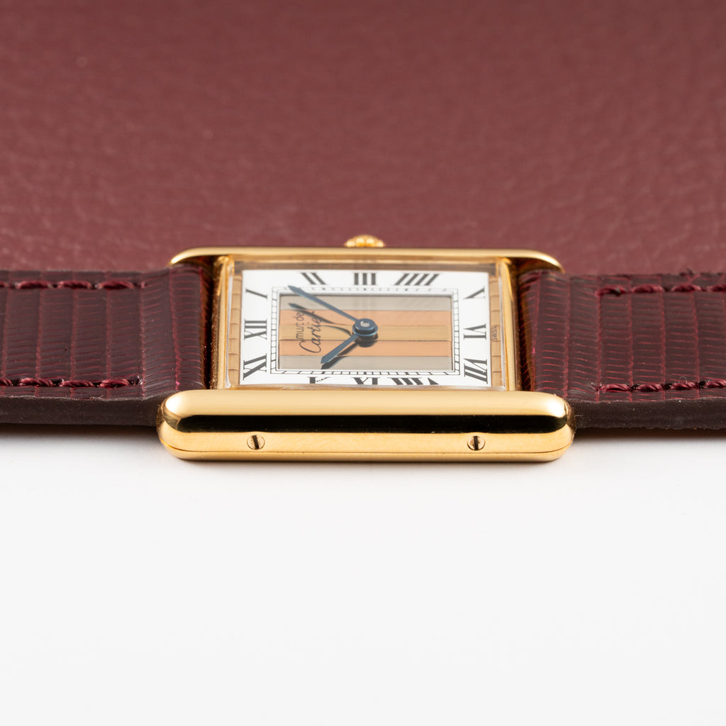 Cartier Tank Must de Vermeil Tricolor Trinity Mirror Dial Ref 590005 from 1990s