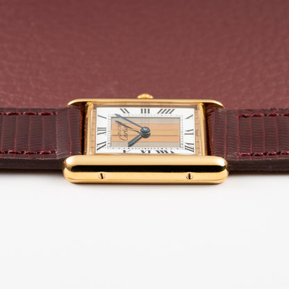 Cartier Tank Must de Vermeil Tricolor Trinity Mirror Dial Ref 590005 from 1990s