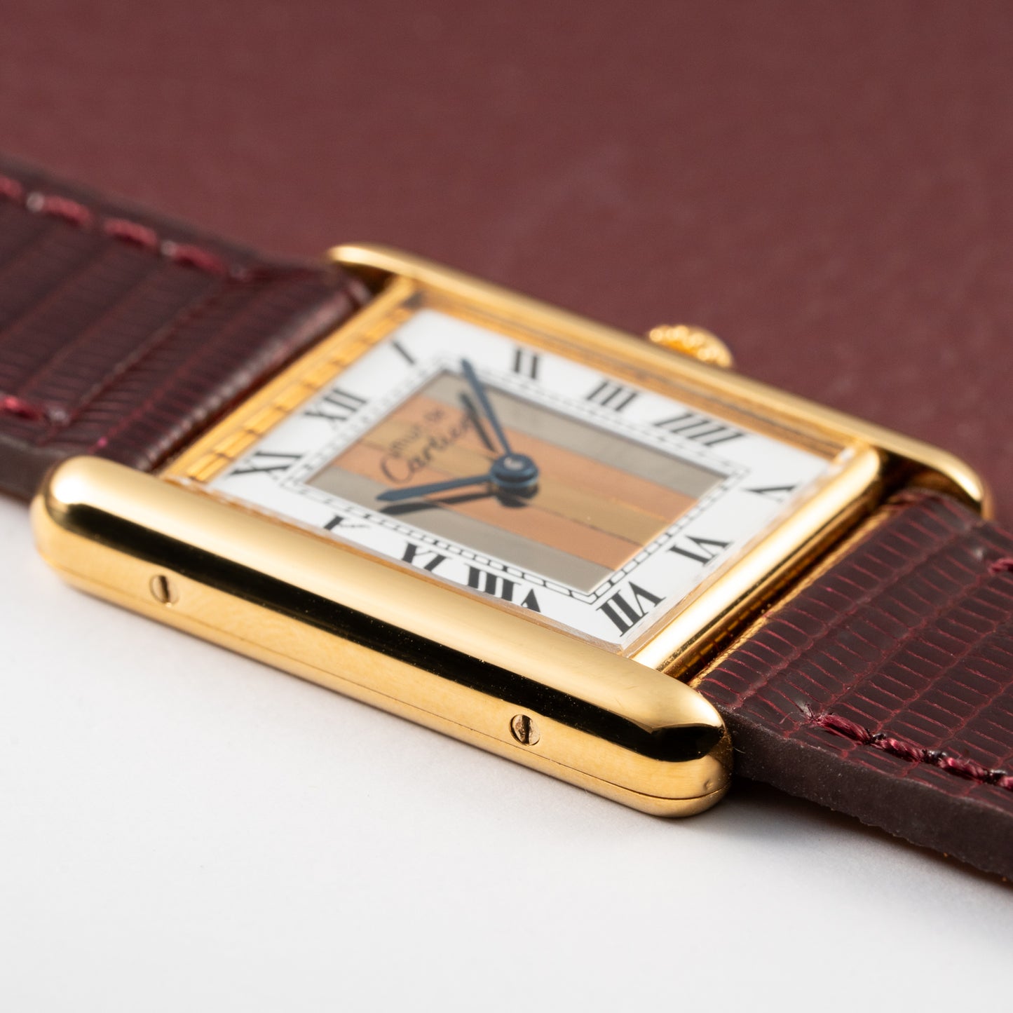 Cartier Tank Must de Vermeil Tricolor Trinity Mirror Dial Ref 590005 from 1990s