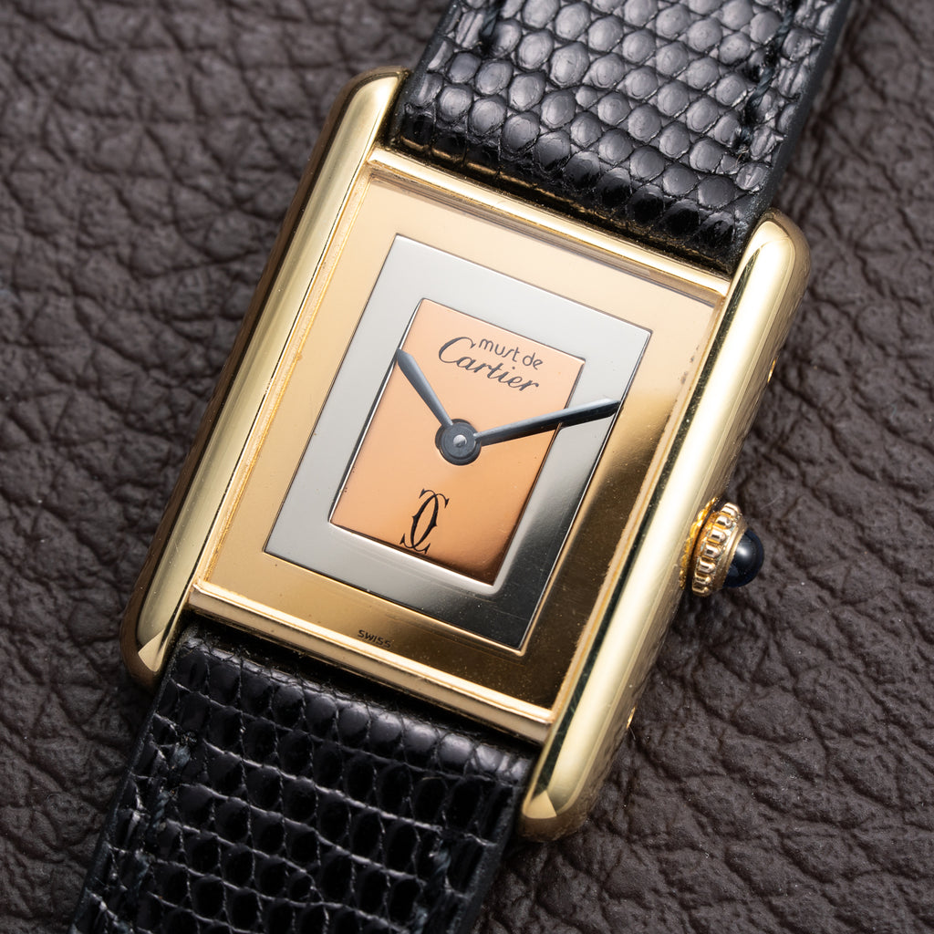 Cartier Tank Must de Rare Trinity Mirror Dial Vermeil GM from 1980s