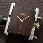 Cartier Tank Must de Vermeil ‘Turtle Shell’ Brown Wood Chocolate Dial GM from 1980s