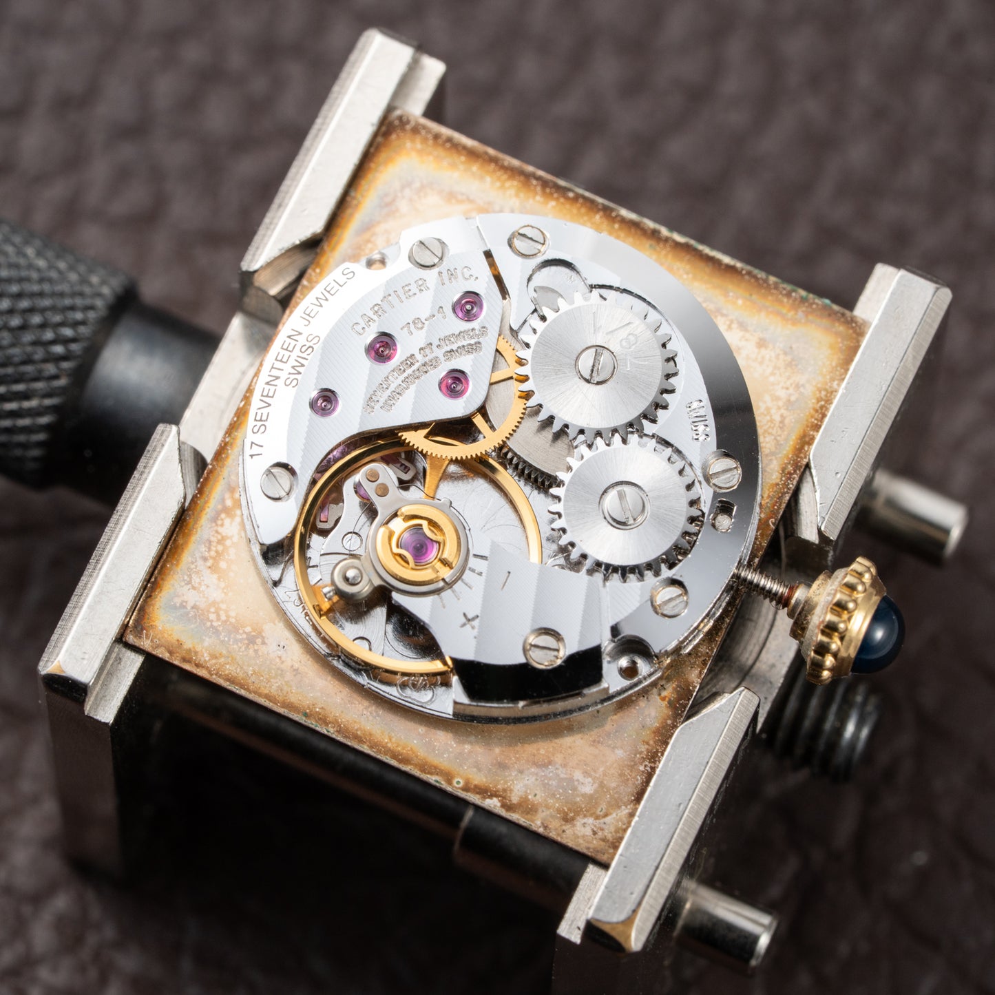 Cartier Tank Must de Vermeil ‘Turtle Shell’ Brown Wood Chocolate Dial GM from 1980s
