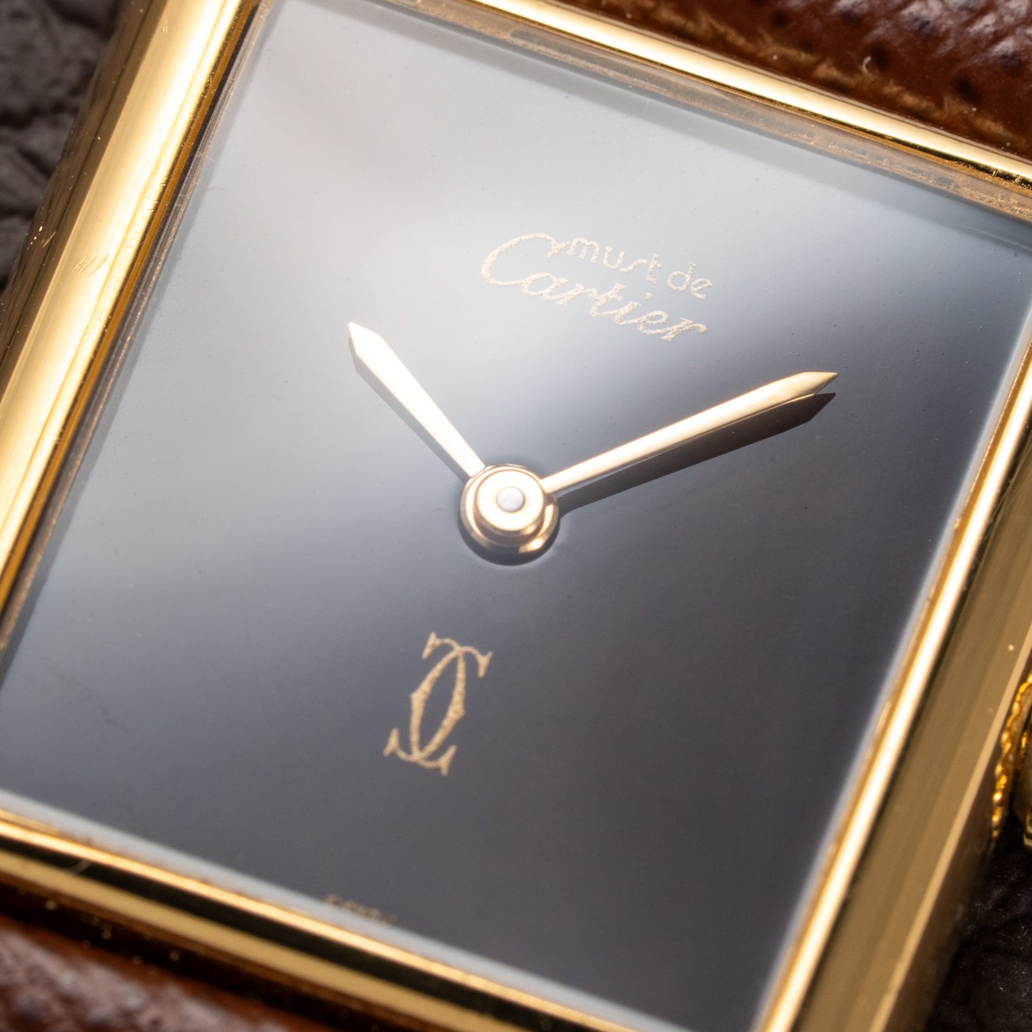 Cartier Tank Must de Vermeil ‘Turtle Shell’ Brown Wood Chocolate Dial GM from 1980s