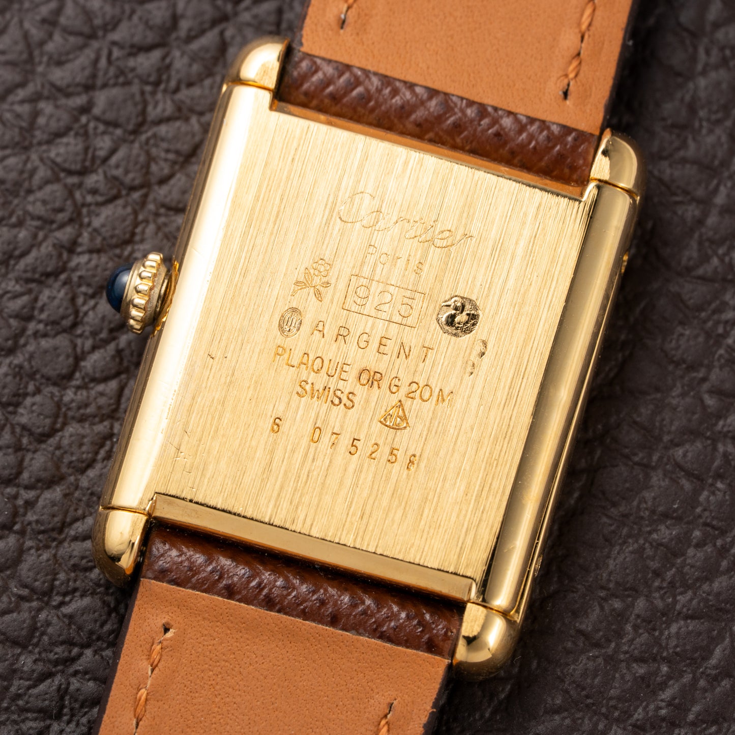 Cartier Tank Must de Vermeil ‘Turtle Shell’ Brown Wood Chocolate Dial GM from 1980s