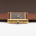 Cartier Tank Must de Vermeil ‘Turtle Shell’ Brown Wood Chocolate Dial GM from 1980s