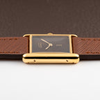 Cartier Tank Must de Vermeil ‘Turtle Shell’ Brown Wood Chocolate Dial GM from 1980s