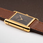 Cartier Tank Must de Vermeil ‘Turtle Shell’ Brown Wood Chocolate Dial GM from 1980s