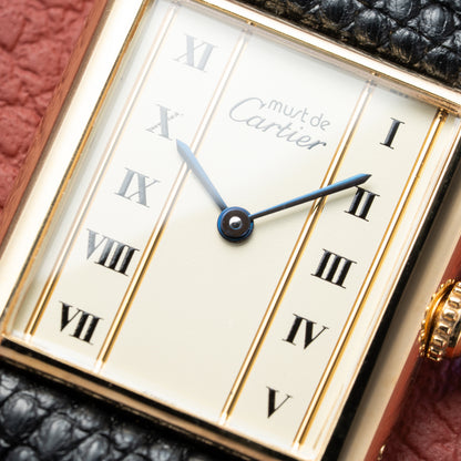 Cartier Must de Tank Vermeil Vendôme Roman Ivory Column Dial GM Ref 590005