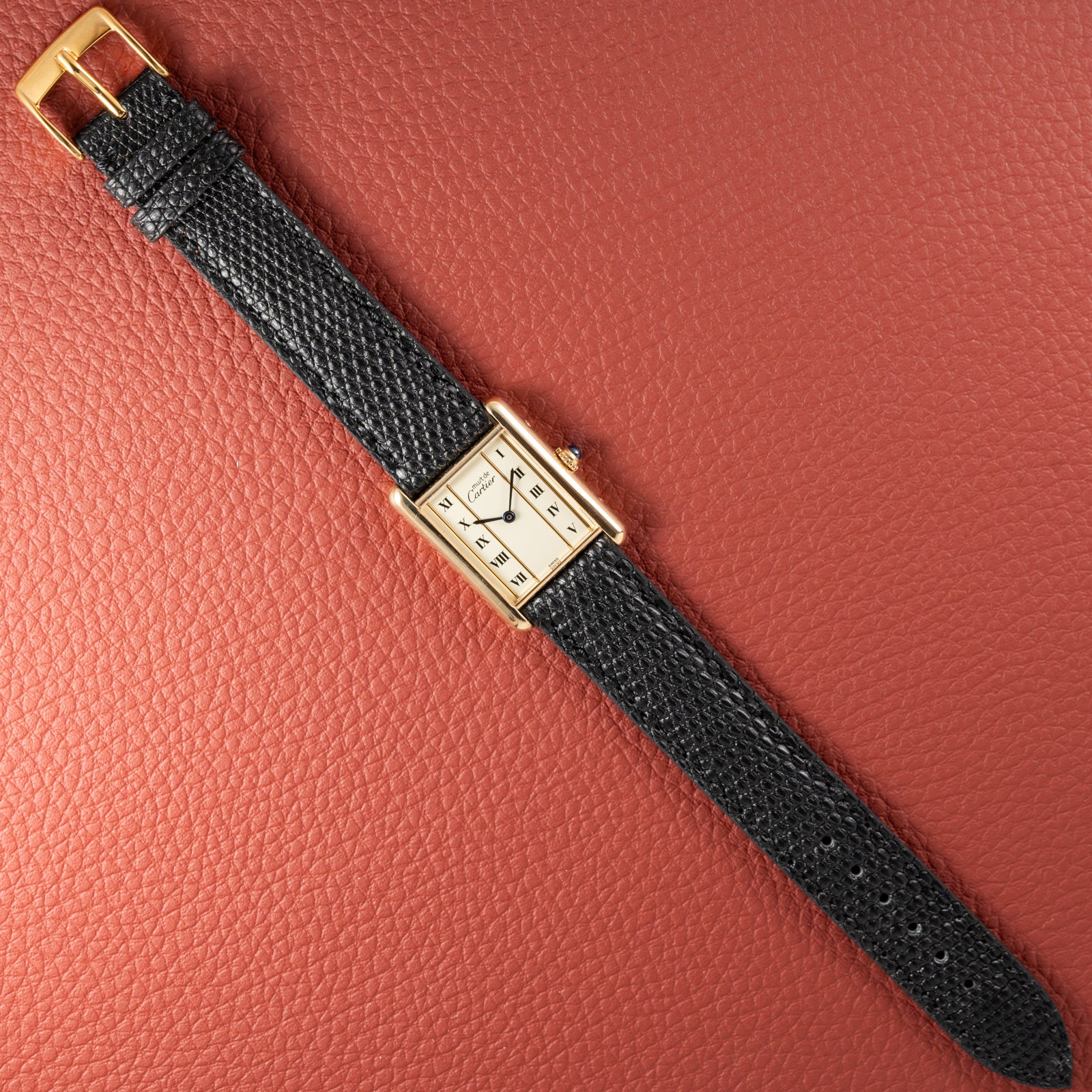 Cartier Must de Tank Vermeil Vendôme Roman Ivory Column Dial GM Ref 590005
