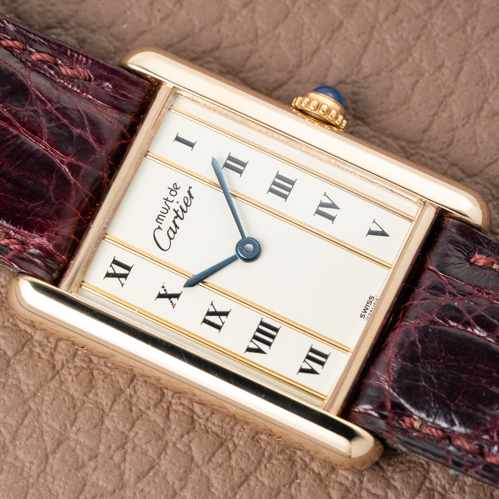 Cartier Must de Tank Vermeil Vendôme Roman Ivory Column Dial GM Ref 590005