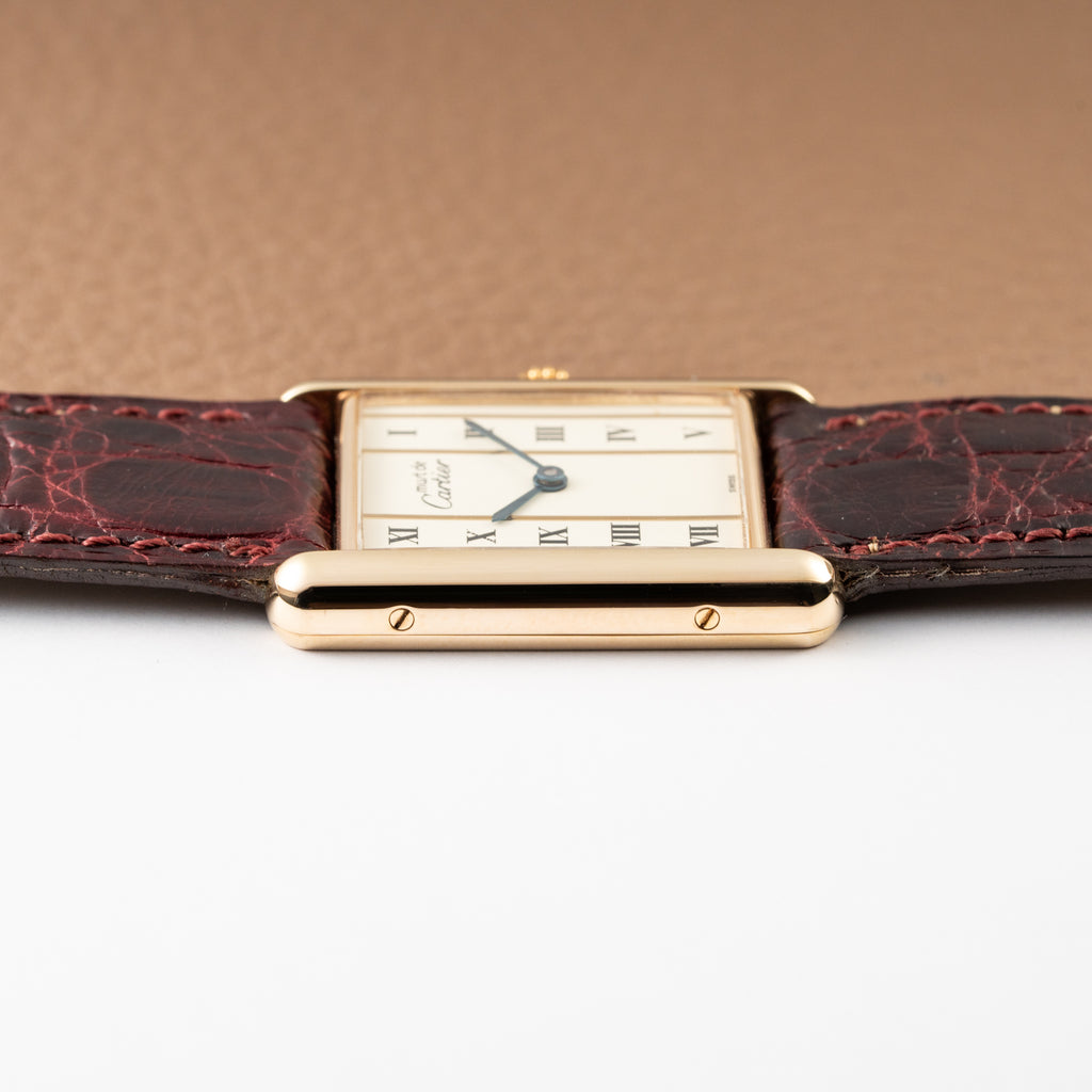 Cartier Must de Tank Vermeil Vendôme Roman Ivory Column Dial GM Ref 590005