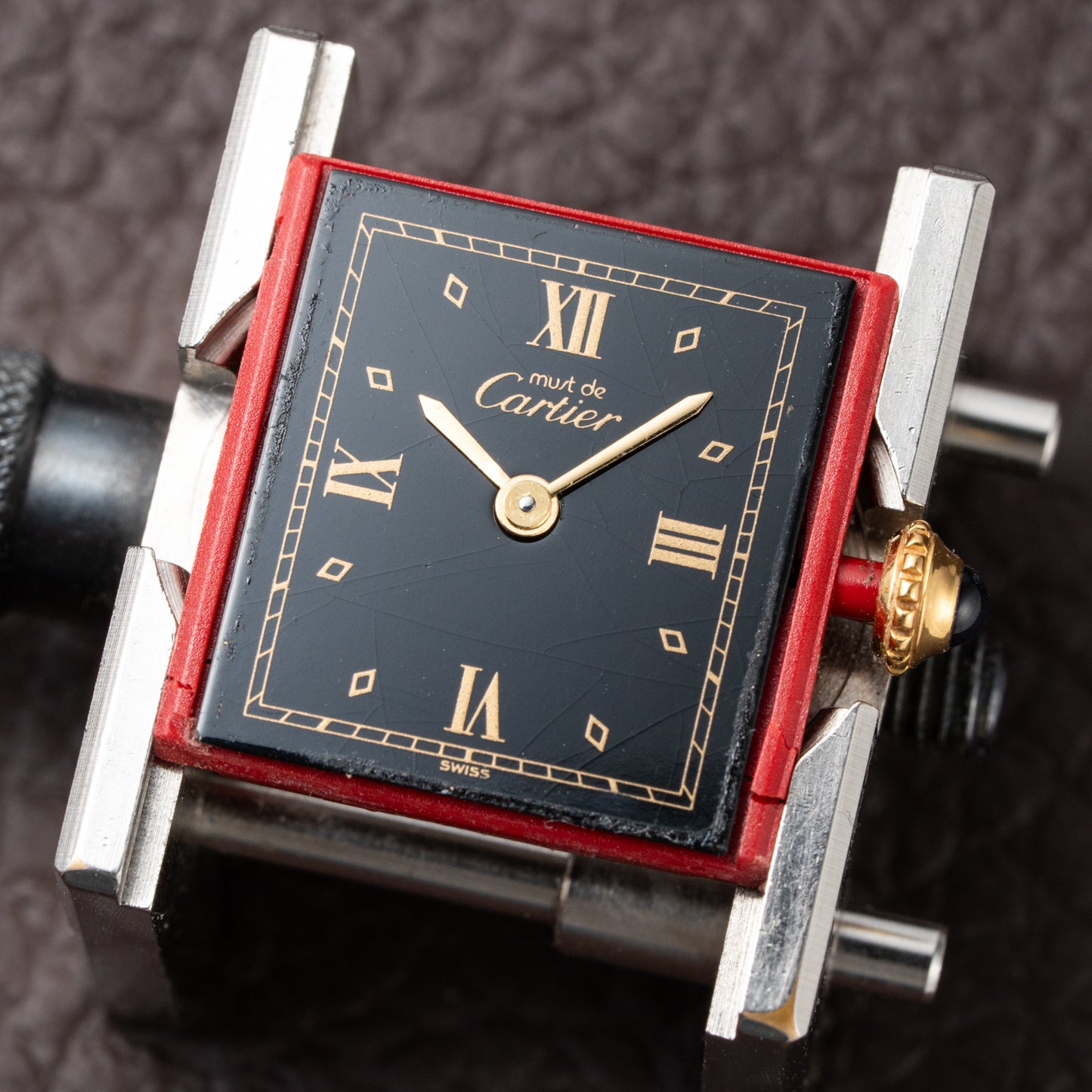 Cartier Tank Must de Vermeil Art Deco Black Dial Full Set Ref 5057001 from 1989