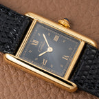 Cartier Tank Must de Vermeil Art Deco Black Dial Full Set Ref 5057001 from 1989
