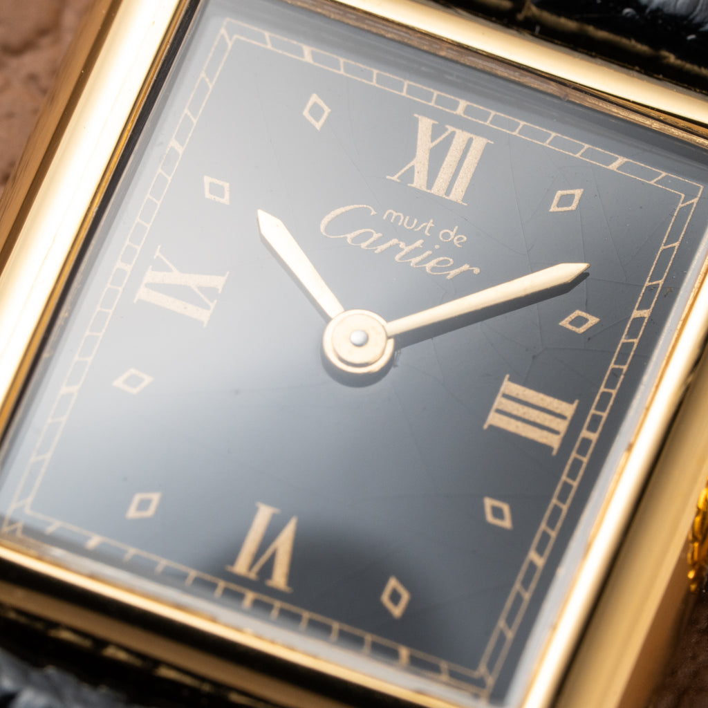 Cartier Tank Must de Vermeil Art Deco Black Dial Full Set Ref 5057001 from 1989