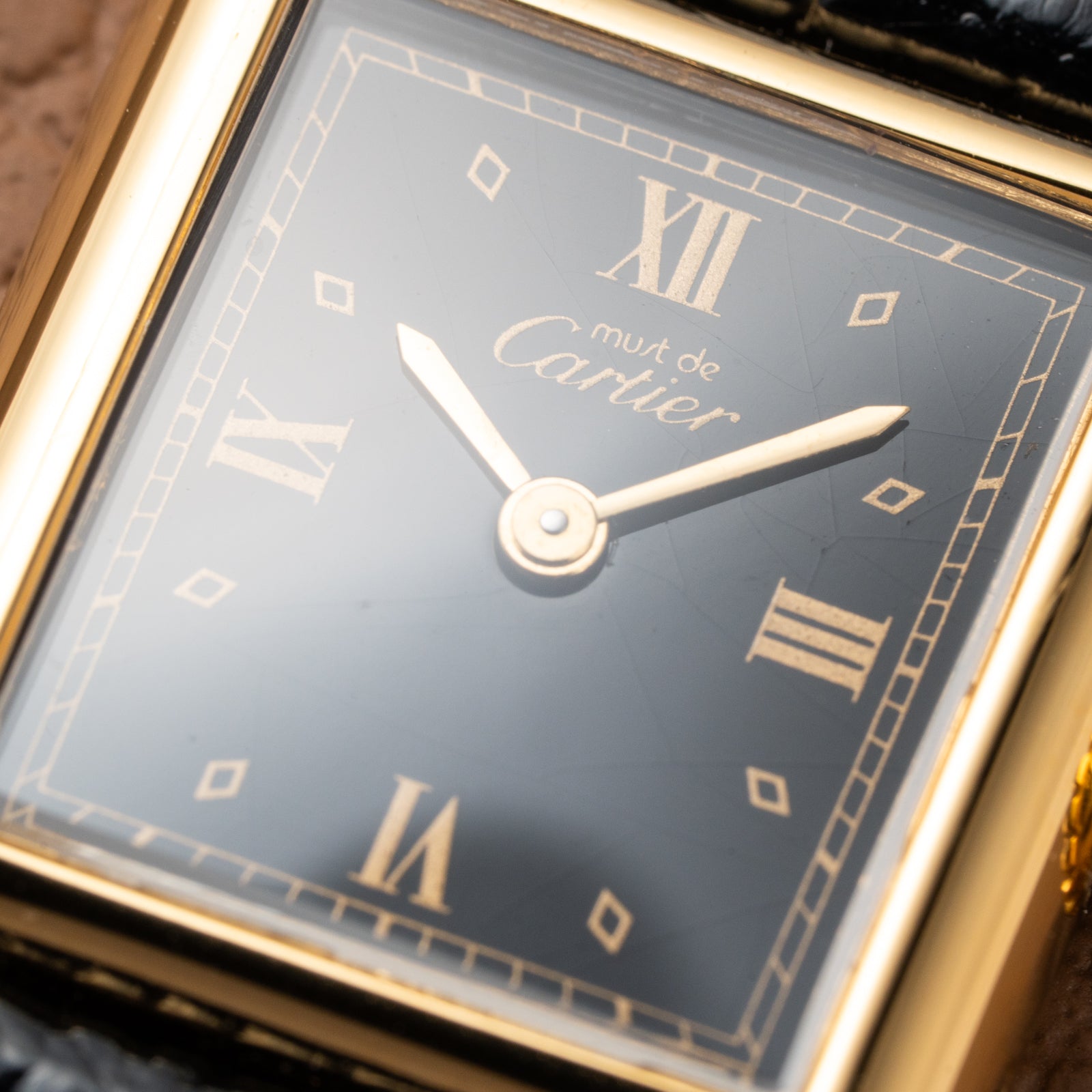 Cartier Tank Must de Vermeil Art Deco Black Dial Full Set Ref 5057001 from 1989