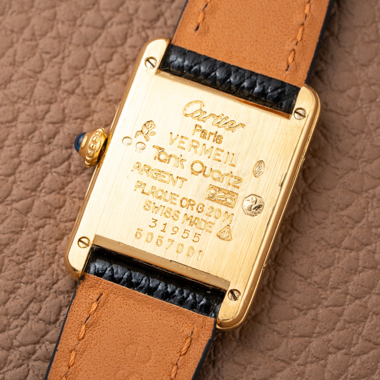 Cartier Tank Must de Vermeil Art Deco Black Dial Full Set Ref 5057001 from 1989
