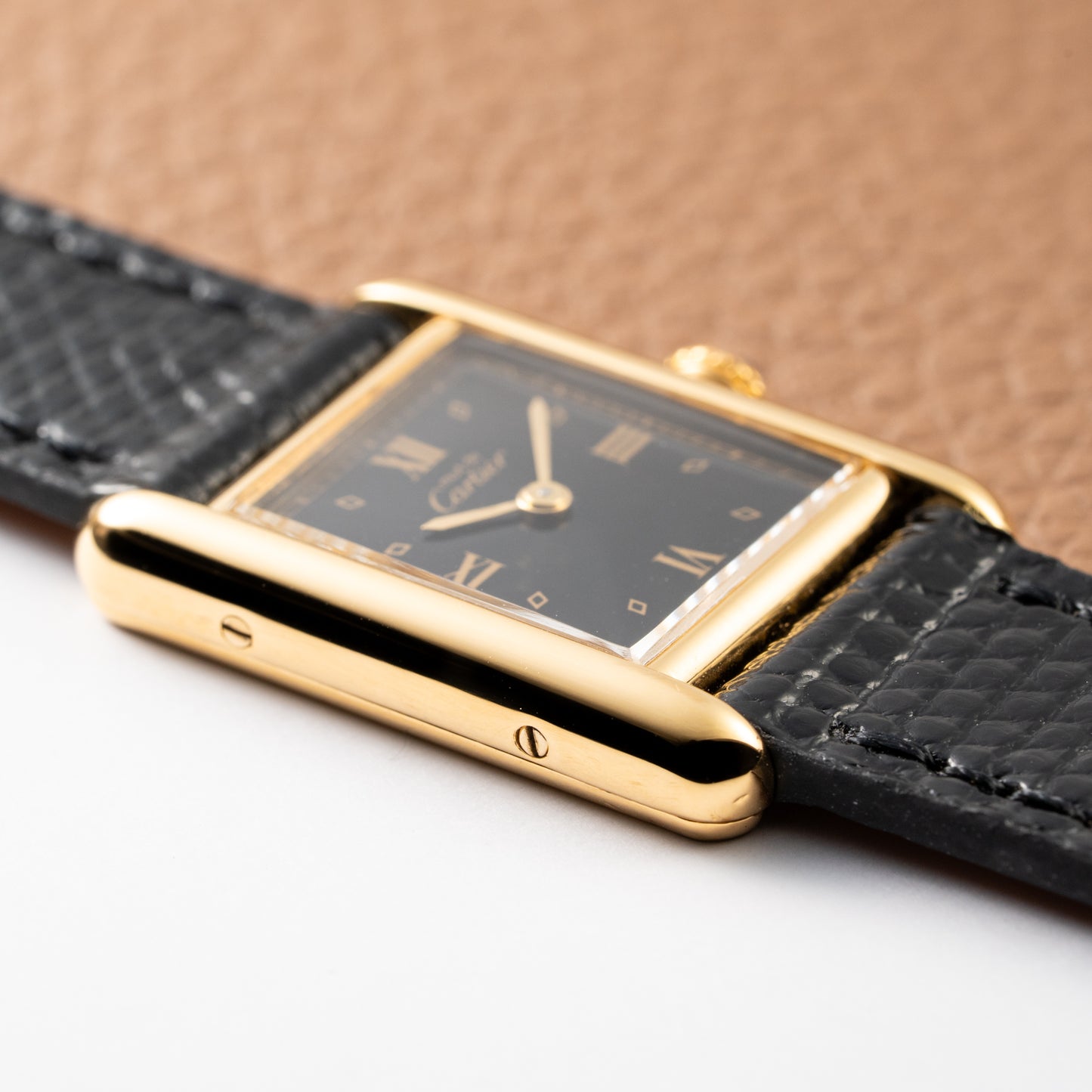 Cartier Tank Must de Vermeil Art Deco Black Dial Full Set Ref 5057001 from 1989