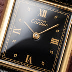 Cartier Tank Must de Vermeil Black Glossy Art Deco Dial 1990s Ref. 590005